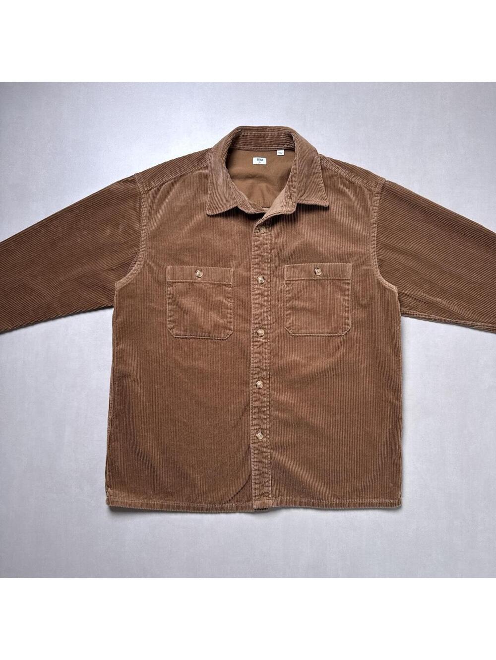 Y2K Uniqlo Brown corduroy button-up shirt